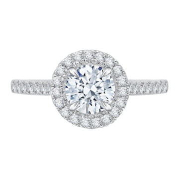 Diamond Halo Engagement Ring In with Band 14K Two-Tone Gold (Semi-Mount)